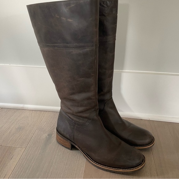 Duo Boots Wide Calf Tall Brown Leather Boots - Picture 1 of 9